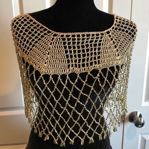 Free People Moon Dancer Crotchet Beaded Cape